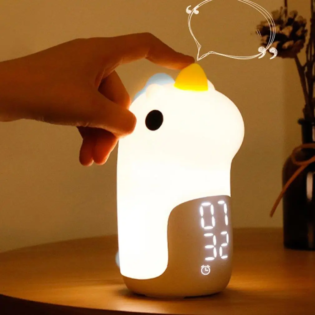 Силиконовый ночник с единорогом, светодиодный дисплей, будильник, затемнясветильник теплый светильник, прикроватный симпатичный ночсвети... 
Силиконовый ночник с единорогом, светодиодный дисплей, будильник, затемнясветильник теплый светильник, прикроватный симпатичный ночсвети...