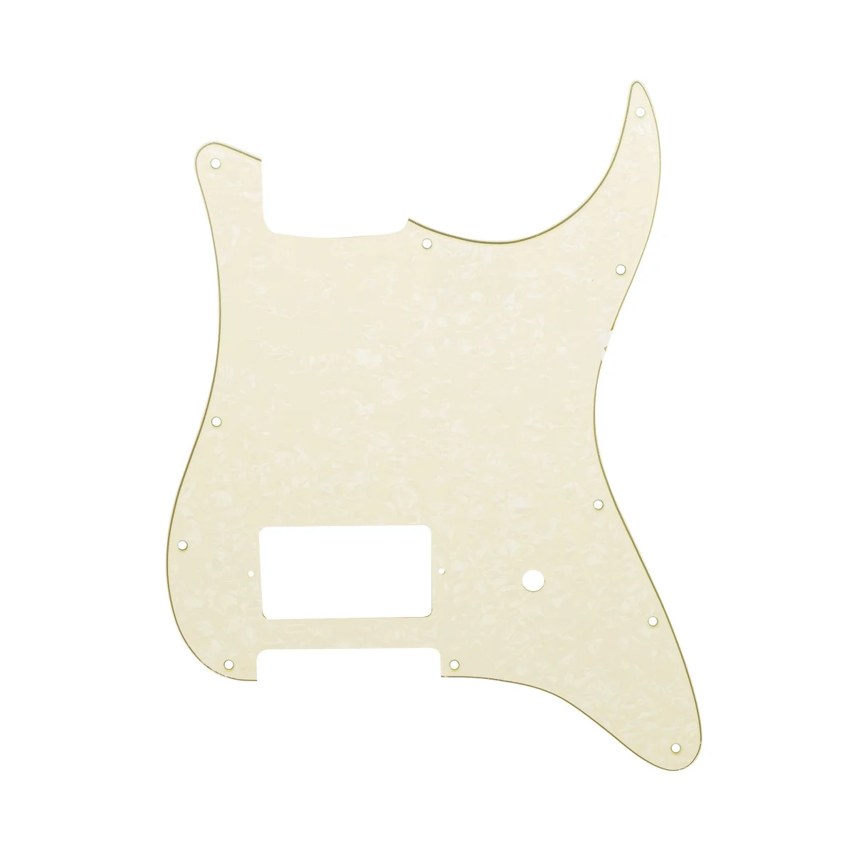 

Musiclily Pro 11 Holes Single Covered Humbucker and Pot Slot Pickguard For USA/Mexico Tom Delonge Strat, 4Ply Aged White Pearl