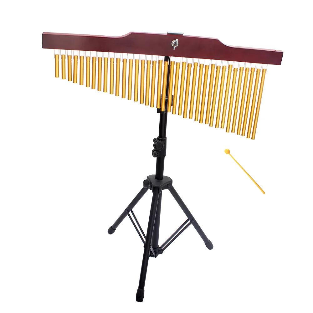 36-Tone Golden Bar Chimes 36 Bars Single-row Wind Chime Musical Percussion Instrument with Tripod Stand and Strike stick
36-Tone Golden Bar Chimes 36 Bars Single-row Wind Chime Musical Percussion Instrument with Tripod Stand and Strike stick