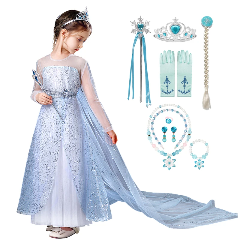 

Платье принцессы Эльзы, Холодное сердце, для девочек вечерние косплей, одежда для девочек, Анна, Снежная королева, платье принцессы на Хэлло...