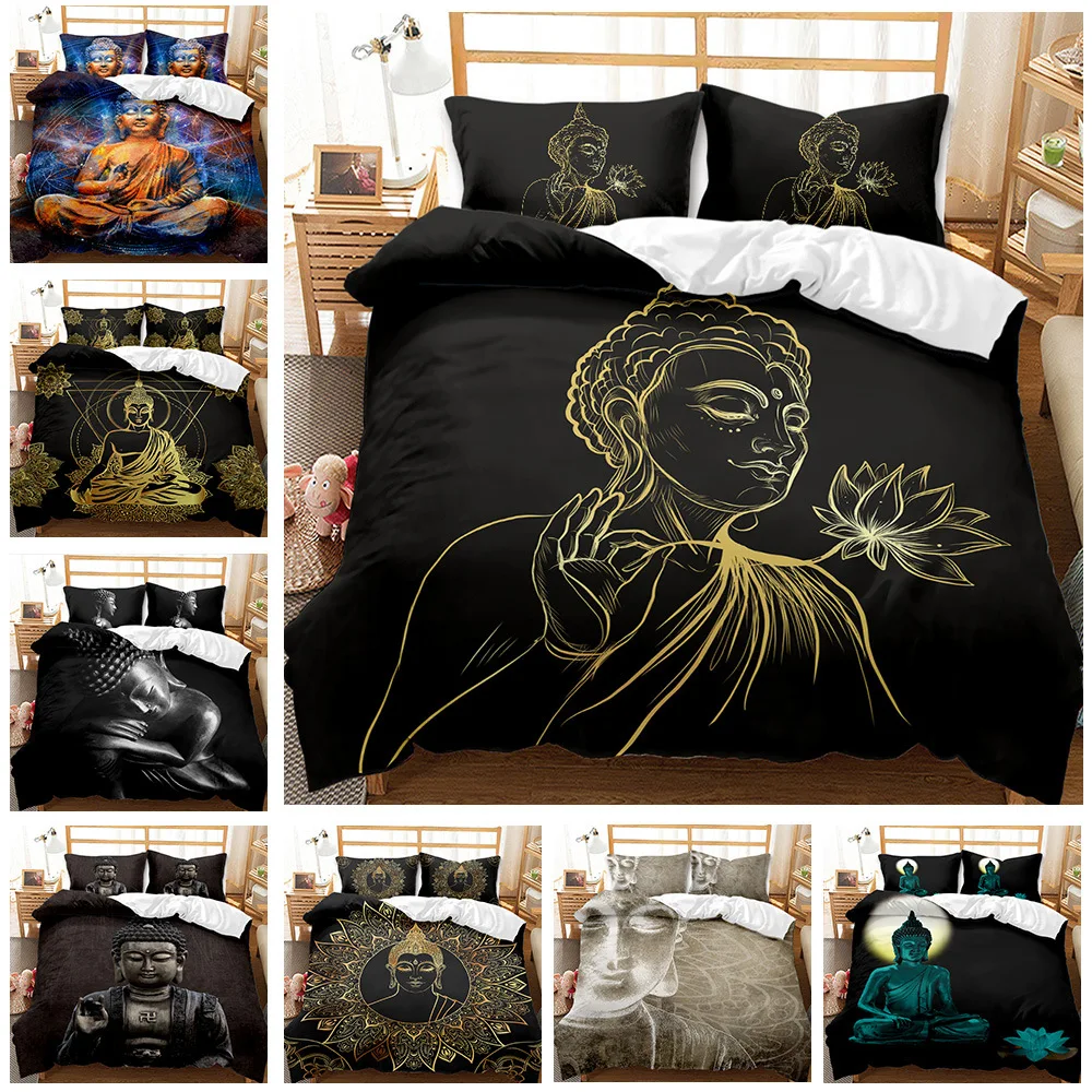 

Budha Illustration 3D Art Duvet Cover Set King Queen Double Full Twin Single Size Bed linen set