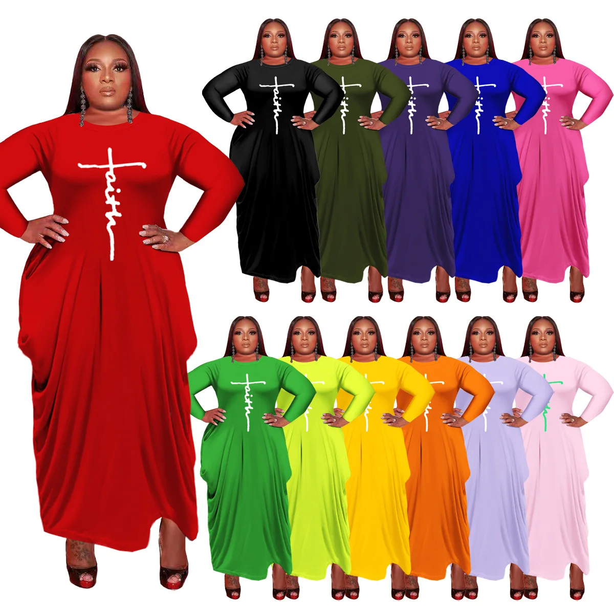 Women Faith Letter Print Maxi Dress Korean O Neck Long Sleeve Pocket Casual Long Sleeve Dresses Robe Plus Size Robe Dropshipping
Women Faith Letter Print Maxi Dress Korean O Neck Long Sleeve Pocket Casual Long Sleeve Dresses Robe Plus Size Robe Dropshipping
