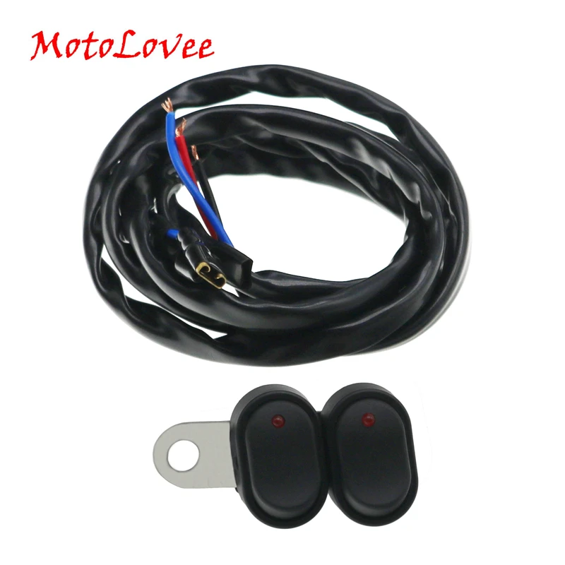 

MotoLovee Large Displacement Motorcycle Scooter Stainless Steel Bracket Self Locking Switch with Red Indicator Light