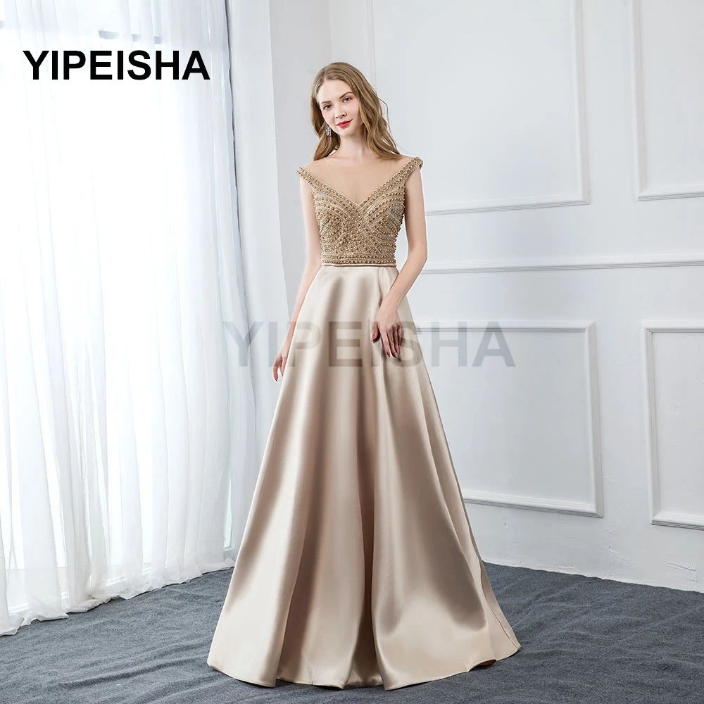 2021 Elegant Scoop Neck Evening Dress Off-The-Shoulder Sleeveless A-Line Crystal Beaded Prom Party Gown robes de soirée
2021 Elegant Scoop Neck Evening Dress Off-The-Shoulder Sleeveless A-Line Crystal Beaded Prom Party Gown robes de soirée