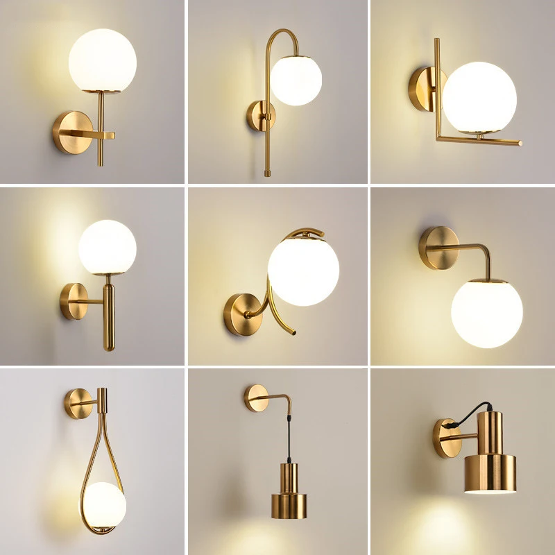 Nordic Creative Personality Golden Wall Lamp Living Room Dining Room Bedroom Corridor Lighting LED Glass lampshade Wall Lamp
Nordic Creative Personality Golden Wall Lamp Living Room Dining Room Bedroom Corridor Lighting LED Glass lampshade Wall Lamp