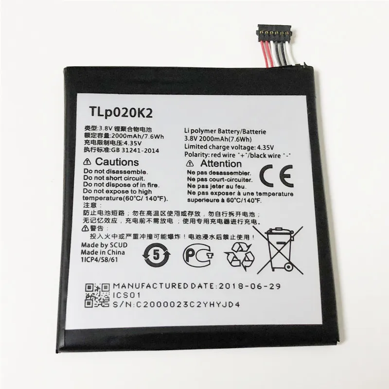 Аккумулятор TLp020K2 3 8 в 2000 мАч для Alcatel OneTouch Idol 4 7 6039Y 6039S 6039J 6039K 6039H 6039A| |