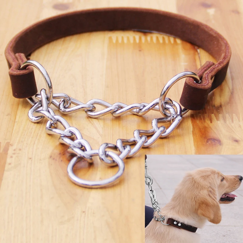 Real Leather Dog Collar P Chain Slip pet Collars Genuine Leather Training Collar stainless steel for small Medium Large Dogs
Real Leather Dog Collar P Chain Slip pet Collars Genuine Leather Training Collar stainless steel for small Medium Large Dogs