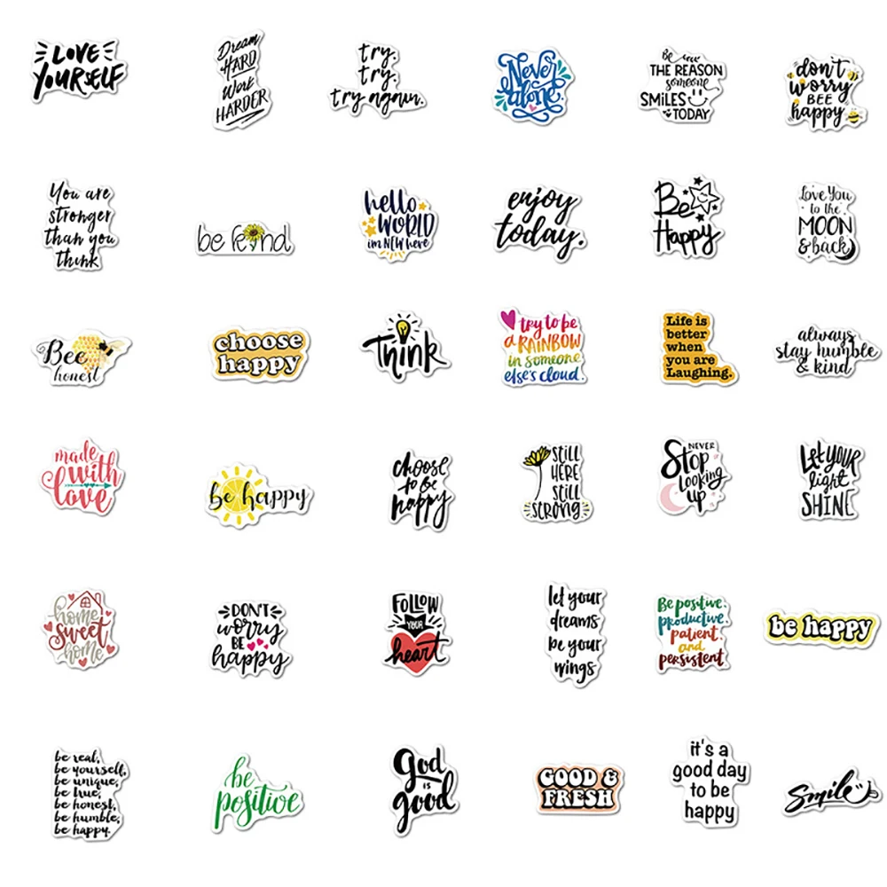 50PCS Mixed Inspirational English Stickers Skateboard Suitcase Freezer Graffiti Luggage DIY Decal Cool Sticker Kid Toys
50PCS Mixed Inspirational English Stickers Skateboard Suitcase Freezer Graffiti Luggage DIY Decal Cool Sticker Kid Toys