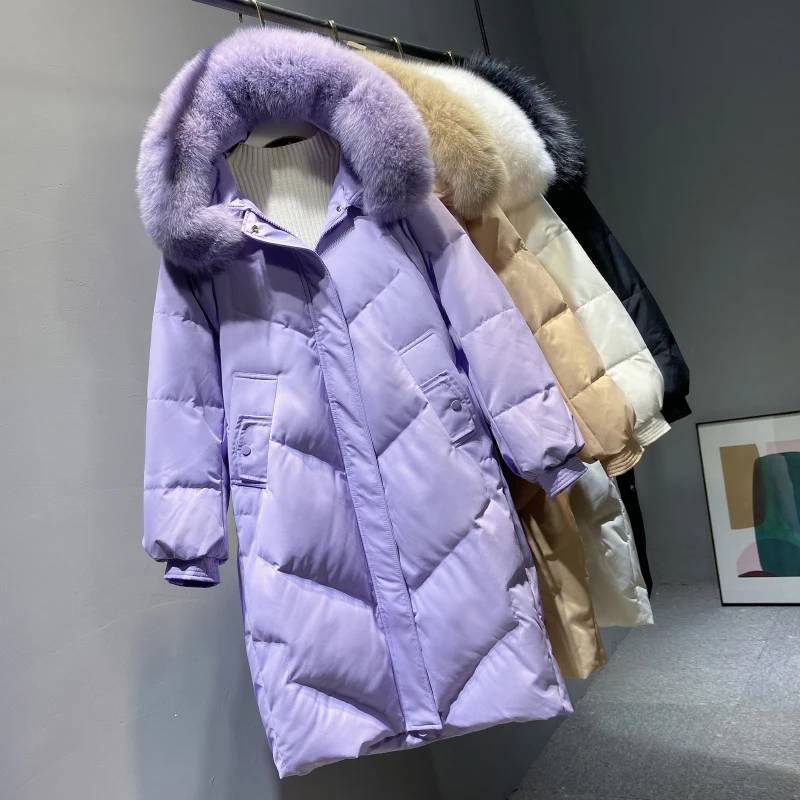 Fitaylor Winter Long sleeve Hooded Fur Collar Loose Jacket Zipper Warm Snow out wear Women Jacket 90% White Duck Down Coat
Fitaylor Winter Long sleeve Hooded Fur Collar Loose Jacket Zipper Warm Snow out wear Women Jacket 90% White Duck Down Coat