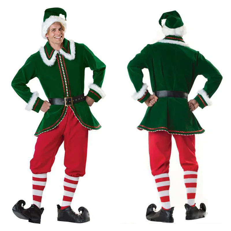 Christmas performance costumes for adult men Christmas green elf suit costumes Christmas stage costumes suitable for any figure 
Christmas performance costumes for adult men Christmas green elf suit costumes Christmas stage costumes suitable for any figure