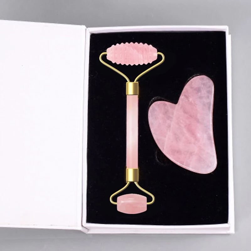 Natural Rose Quartz Jade Roller Set Gouache Scraper for Face Real Jade Stone Face Roller Gua Sha Board Facial Massage Roller
Natural Rose Quartz Jade Roller Set Gouache Scraper for Face Real Jade Stone Face Roller Gua Sha Board Facial Massage Roller