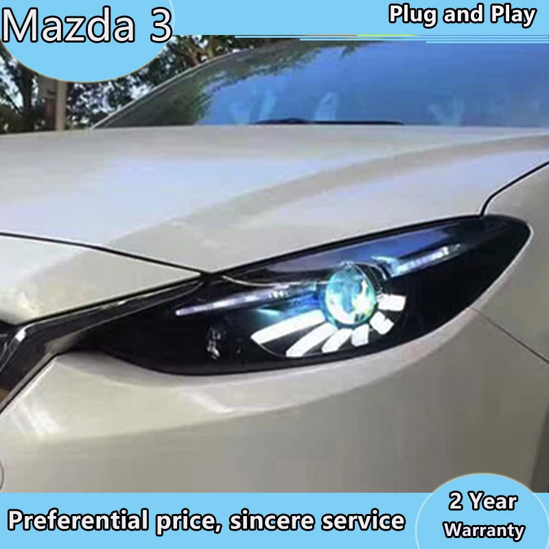 

Car Styling for Mazda 3 Headlights 2014-2016 Mazda3 Axela LED Headlight LED DRL Hid Head Lamp Angel Eye Bi Xenon Accessories