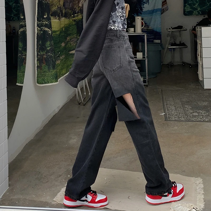 Black Ripped Jeans Women's Straight Loose Spring Autumn 2021 New Mop Wide Leg Pants High Waist Slimming Pants
Black Ripped Jeans Women's Straight Loose Spring Autumn 2021 New Mop Wide Leg Pants High Waist Slimming Pants