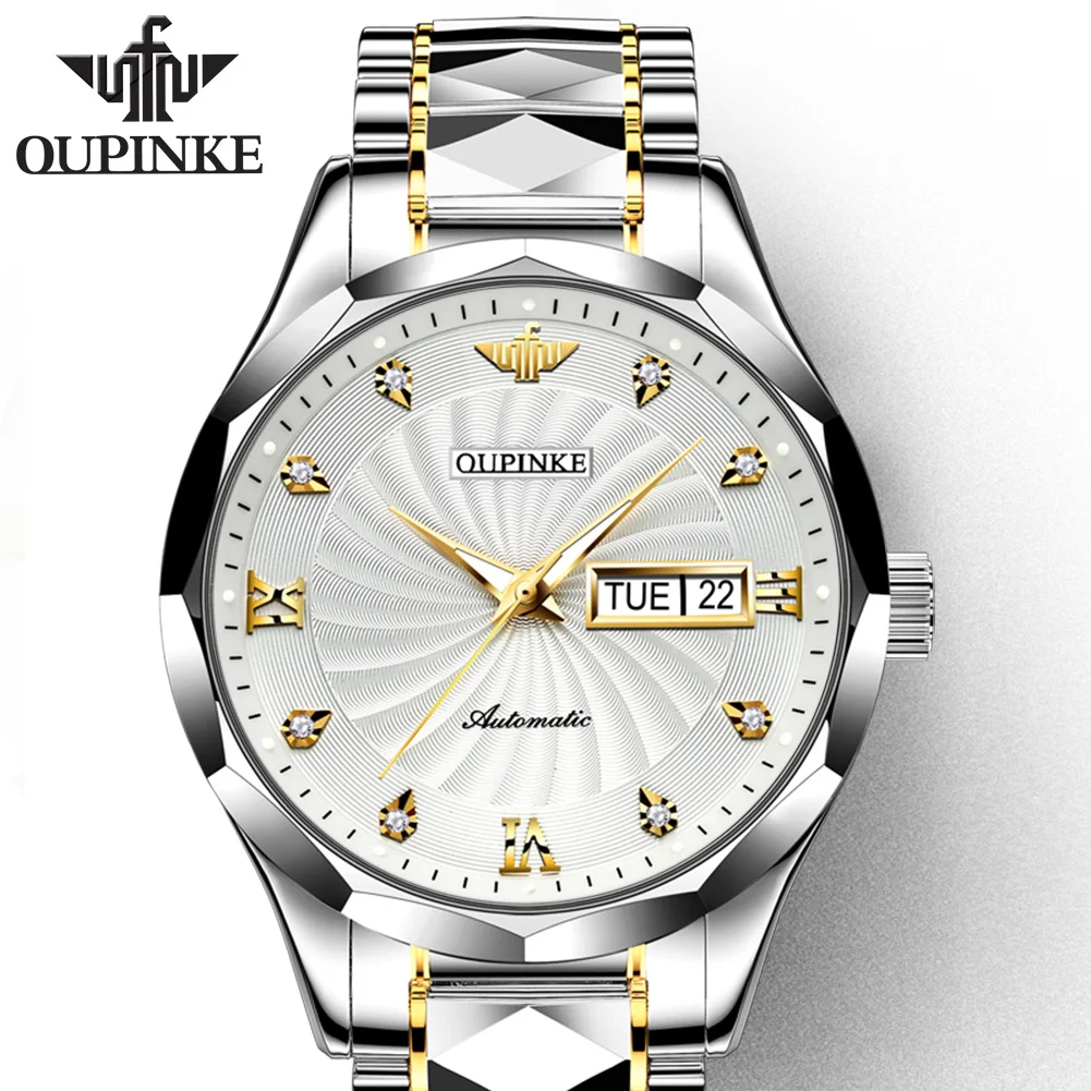 

Swiss Brand OUPINKE Luxury Men Watches Automatic Watch Mens Tungsten Steel Waterproof 5ATM Business Mechanical Wristwatch 3169