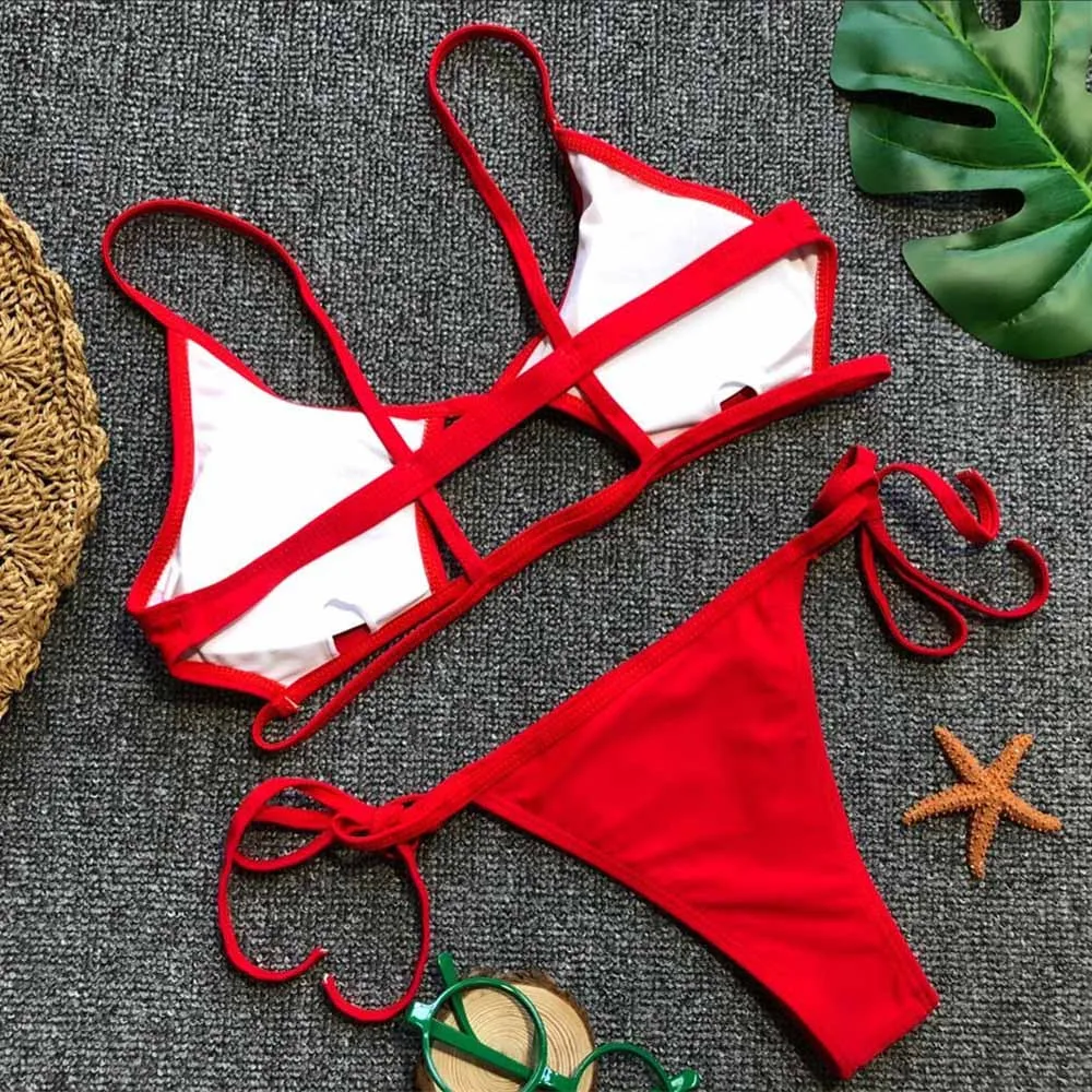 Women's Sexy Bikini Solid Color Sling Swimsuit Push-Up Padded Swimwear Beachwear Bathing Suit Traje De Bao Sexy Para Mujer
Women's Sexy Bikini Solid Color Sling Swimsuit Push-Up Padded Swimwear Beachwear Bathing Suit Traje De Bao Sexy Para Mujer