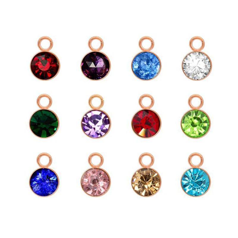 12pcs Good Quality Rose Gold Color Stainless Steel Birthstone DIY Birthday Stones 12 Months 6*9mm Charms Pendants 
12pcs Good Quality Rose Gold Color Stainless Steel Birthstone DIY Birthday Stones 12 Months 6*9mm Charms Pendants