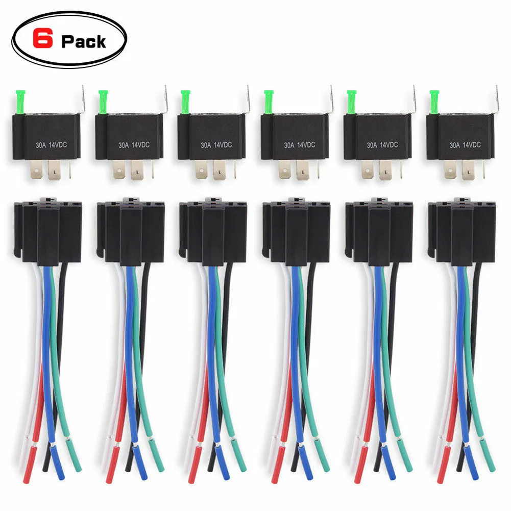 6X 12V SPST 5PIN Automotive Relay Switch Harness Kit + 30A Fuse 14AWG Hot Wires Electrical Equipment Tools Accessories
6X 12V SPST 5PIN Automotive Relay Switch Harness Kit + 30A Fuse 14AWG Hot Wires Electrical Equipment Tools Accessories
