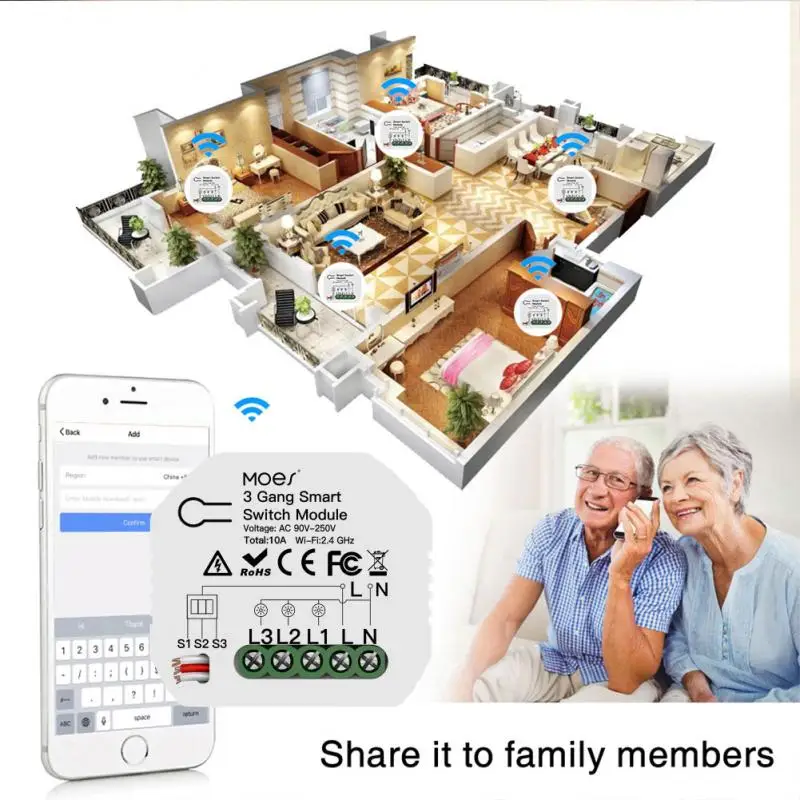 Mini DIY Switch Module 1/2 Way Family Tuya/Smart Intelligent Switch WiFi Smart Light Switch Module 3 Gang Smart Home Control
Mini DIY Switch Module 1/2 Way Family Tuya/Smart Intelligent Switch WiFi Smart Light Switch Module 3 Gang Smart Home Control
