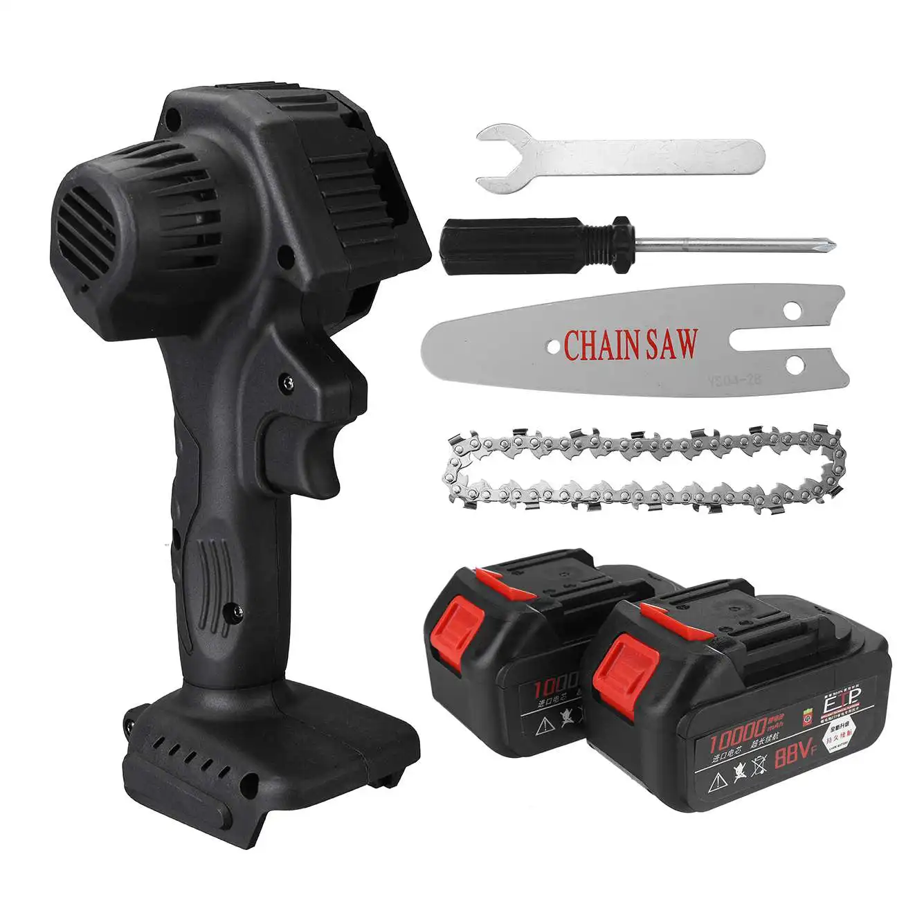 4 Inch 88V Mini Electric Chain Saw Cordless Pruning Saw Woodworking One-handed Garden Logging Saw with 2 Lithium Battery
4 Inch 88V Mini Electric Chain Saw Cordless Pruning Saw Woodworking One-handed Garden Logging Saw with 2 Lithium Battery