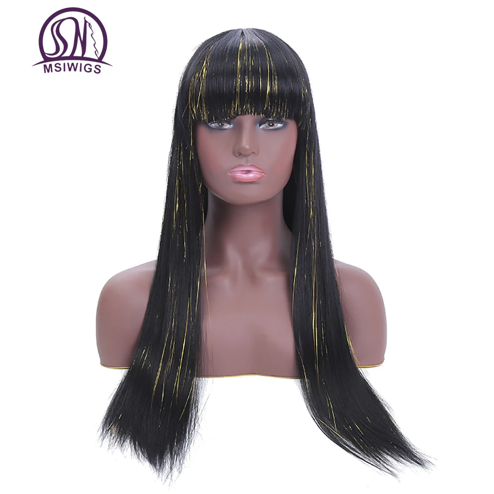 MSIWIGS Long Straight Bangs Black Wigs Synthetic Natural Heat Resistant Fiber Hair Red Yellow Gray Cosplay Wig Female
MSIWIGS Long Straight Bangs Black Wigs Synthetic Natural Heat Resistant Fiber Hair Red Yellow Gray Cosplay Wig Female