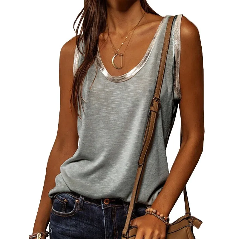 2021 New T-shirt For Women Fashion Streetwear V-neck Sleeveless Ladies Casual All-match Elegant Tee Shirt Plus Size Tees
2021 New T-shirt For Women Fashion Streetwear V-neck Sleeveless Ladies Casual All-match Elegant Tee Shirt Plus Size Tees