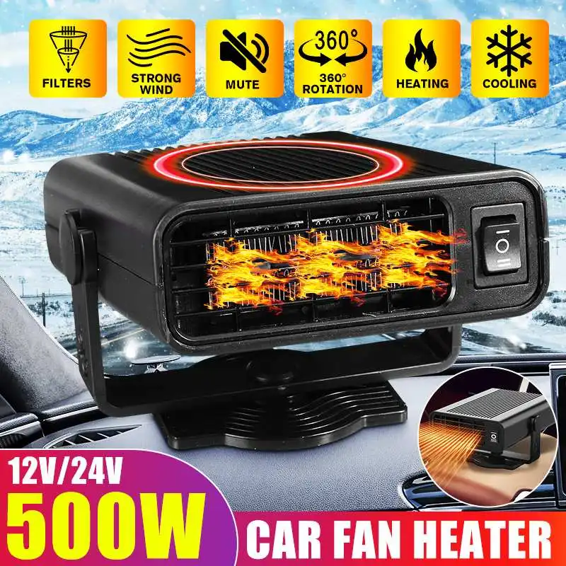 Car Heater Portable 360 Degree Adjustable Electric Heater Cooling Fan Air Purifier Windscreen Defogging Defroster 12V/24V 500W
Car Heater Portable 360 Degree Adjustable Electric Heater Cooling Fan Air Purifier Windscreen Defogging Defroster 12V/24V 500W