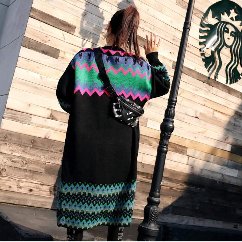 QING MO Women Geometry Pattern Long Knitted Cardigan Sweater 2018 Winter Women Vintage Thickness Wool Cardigan Sweater DQM154
QING MO Women Geometry Pattern Long Knitted Cardigan Sweater 2018 Winter Women Vintage Thickness Wool Cardigan Sweater DQM154