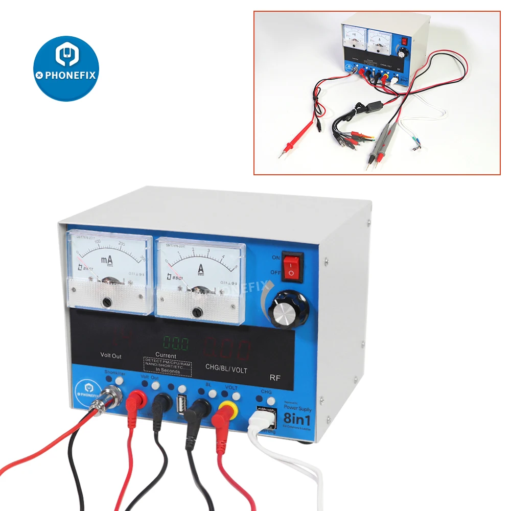 PHONEFIX 8 in 1 regulated Smart DC Power Supply High Precision Current Meter for Cell phone pc Motherboard Short Circuit Repair
PHONEFIX 8 in 1 regulated Smart DC Power Supply High Precision Current Meter for Cell phone pc Motherboard Short Circuit Repair