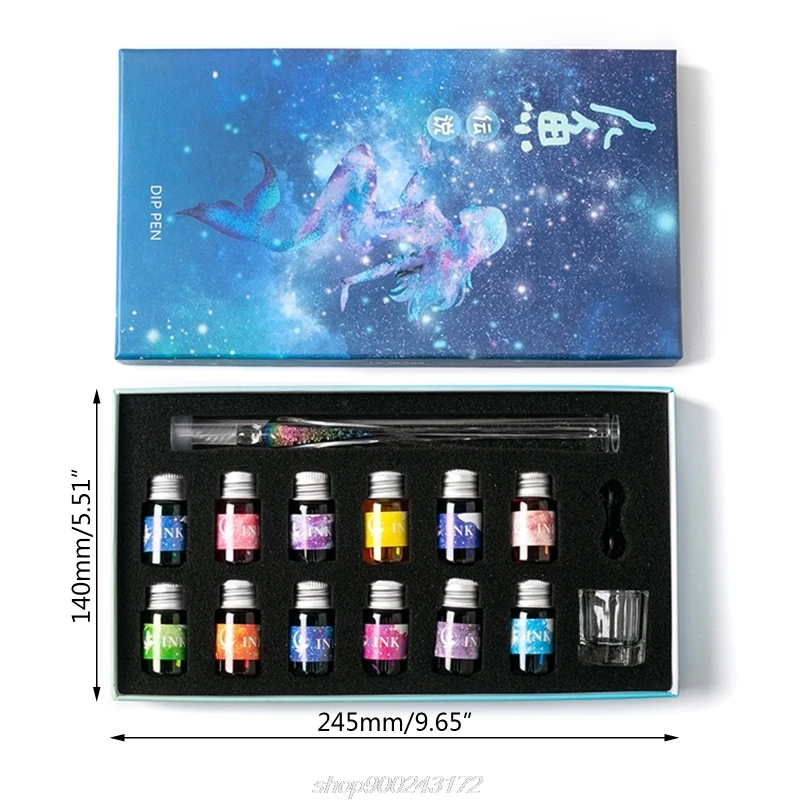 Crystal Glass Pen Starry Sky Dip Pen Glitter Powder Fountain Pen 12 Colors Ink Gift Box Set Writing Supplies M01 21 Dropshipping
Crystal Glass Pen Starry Sky Dip Pen Glitter Powder Fountain Pen 12 Colors Ink Gift Box Set Writing Supplies M01 21 Dropshipping