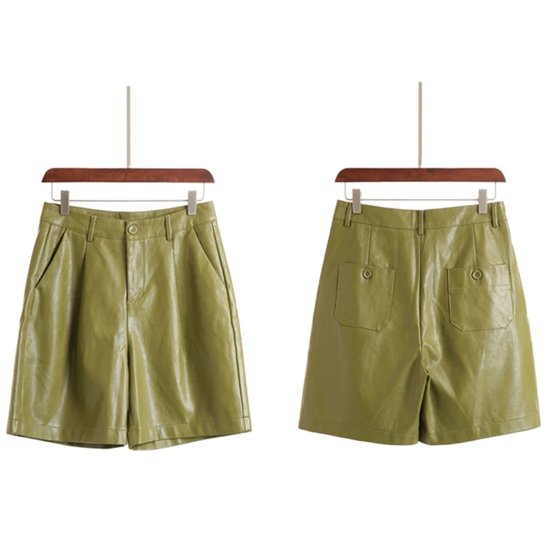 High Waist England Style Faux Leather Shorts Women Spring Summer Solid Wide Leg Shorts Black Casual Female Fashion Clothes 2021
High Waist England Style Faux Leather Shorts Women Spring Summer Solid Wide Leg Shorts Black Casual Female Fashion Clothes 2021