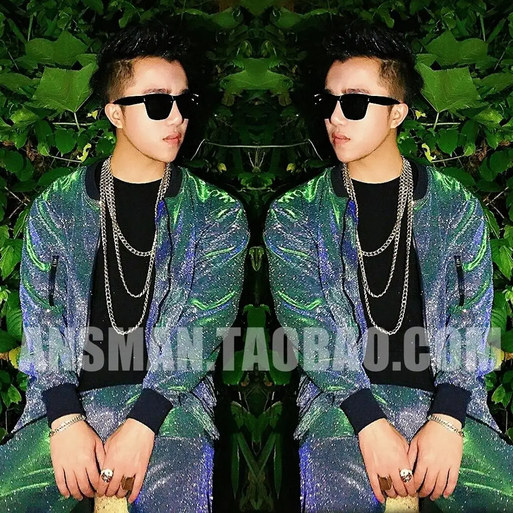 Men's Dj Singer FashionBlue green gradient Glitter Baseball Uniform Hiphop Jacket Plus Size Men Costumes Clothing
Men's Dj Singer FashionBlue green gradient Glitter Baseball Uniform Hiphop Jacket Plus Size Men Costumes Clothing