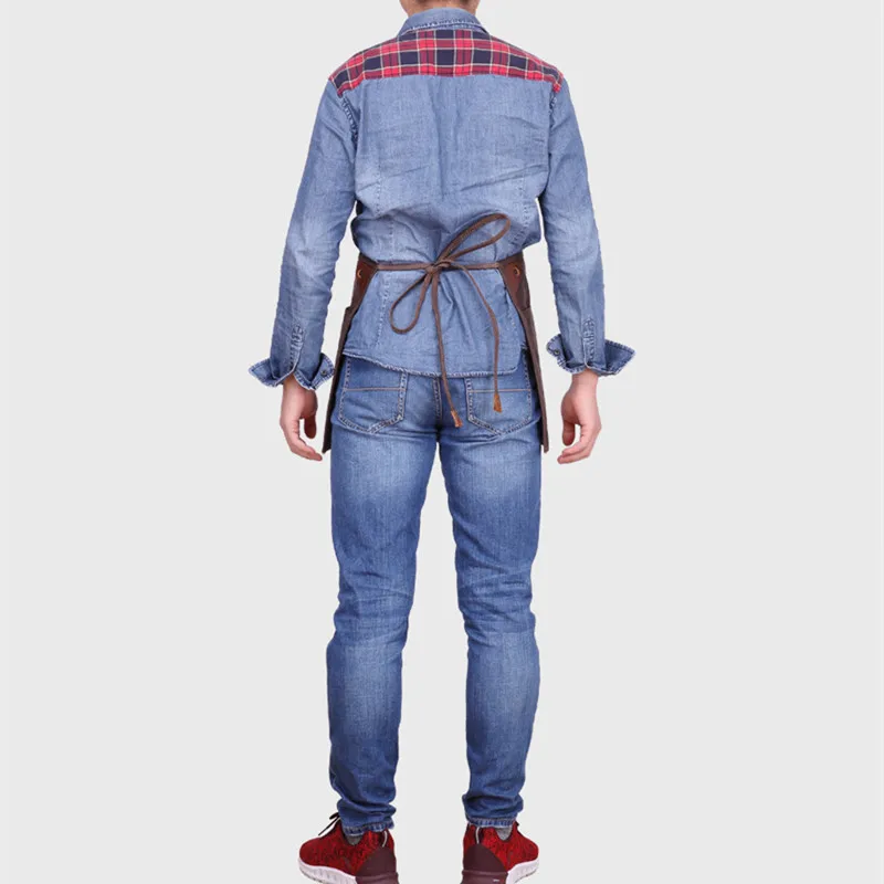 Oil Wax Canvas Waist Apron with Genuine Leather Pocket Vintage Waterproof Kitchen Chef Half Waist Apron Bartender Apron 
Oil Wax Canvas Waist Apron with Genuine Leather Pocket Vintage Waterproof Kitchen Chef Half Waist Apron Bartender Apron