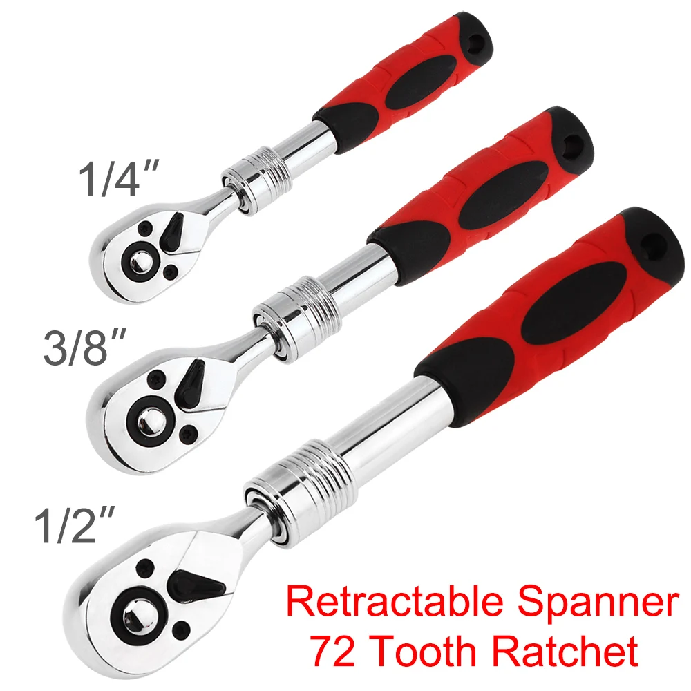 72 Teeth Flexible Ratchet Wrench 1/4 "3/8" 1/2 " Telescopic Socket Spanner CR-V Quick Release Professional Hand Tools
72 Teeth Flexible Ratchet Wrench 1/4 "3/8" 1/2 " Telescopic Socket Spanner CR-V Quick Release Professional Hand Tools