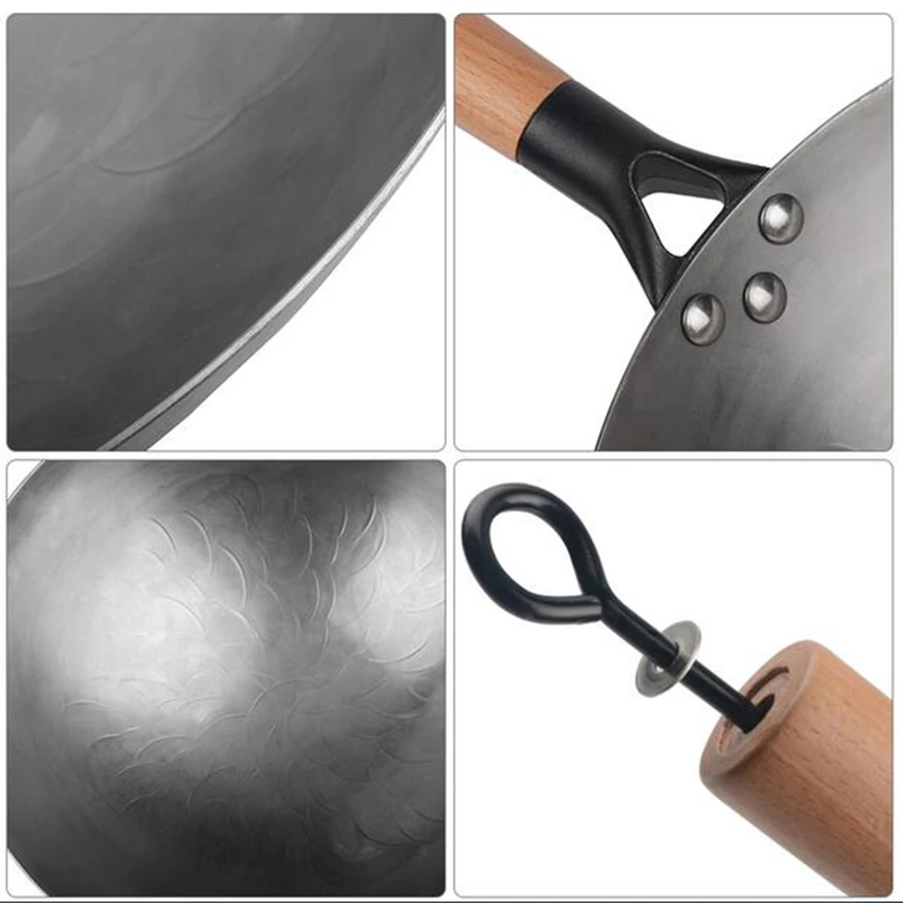 High Quality Iron Wok Handmade Smokless Cookware Uncoated Pot Frying Pan Non-Stick Cast Kitchen Skillet | Дом и сад