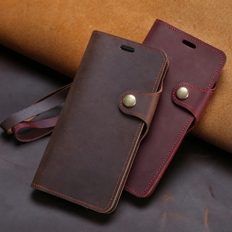 

Genuine Leather Flip Phone Case For Meizu 16 16X 16th 17 Pro 7 Plus X8 Magnetic Buckle Cover Cowhide Crazy Horse Skin Wallet Bag