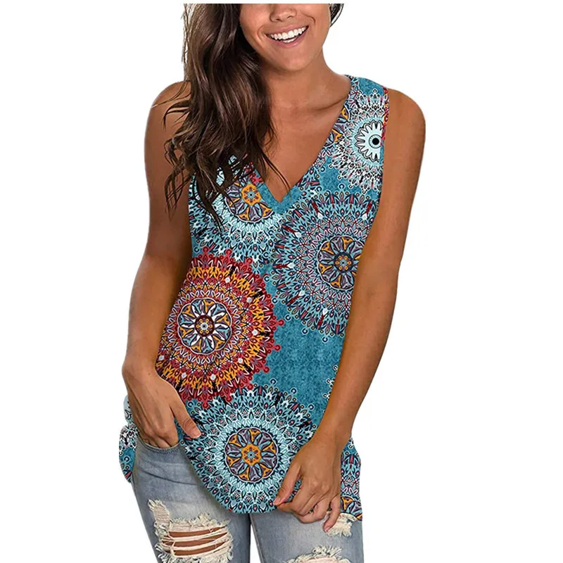 Summer Women Tops Sleeveless Mulit-color Print T-shirts Cotton Top T Shirt Ladies Female Tee
Summer Women Tops Sleeveless Mulit-color Print T-shirts Cotton Top T Shirt Ladies Female Tee