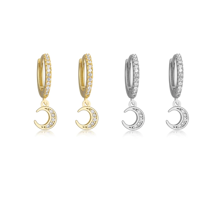 Tiny TrendyCute Clear Cubic Zircon Moon Personality Dangle Hoop Earrings For Women Party Delicate Jewelry Acceaaory Gifts
Tiny TrendyCute Clear Cubic Zircon Moon Personality Dangle Hoop Earrings For Women Party Delicate Jewelry Acceaaory Gifts