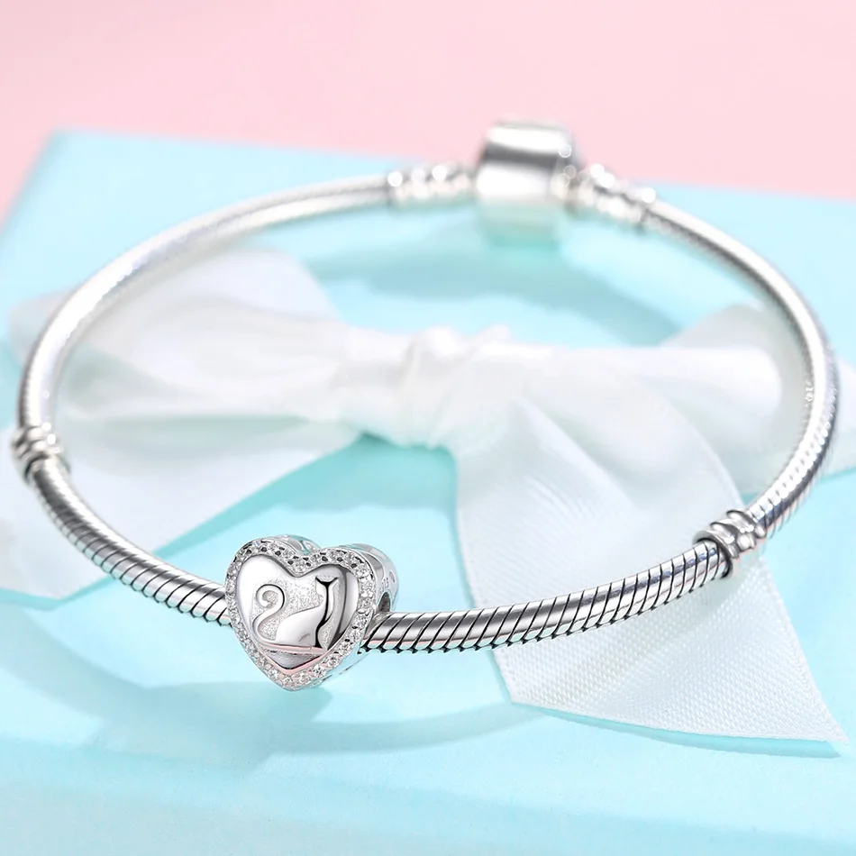 ELESHE 100% 925 Sterling Sliver Cute Cat Heart Charm With CZ Customize Photo Bead Fit Original Bracelet Making DIY Jewelry Gifts
ELESHE 100% 925 Sterling Sliver Cute Cat Heart Charm With CZ Customize Photo Bead Fit Original Bracelet Making DIY Jewelry Gifts