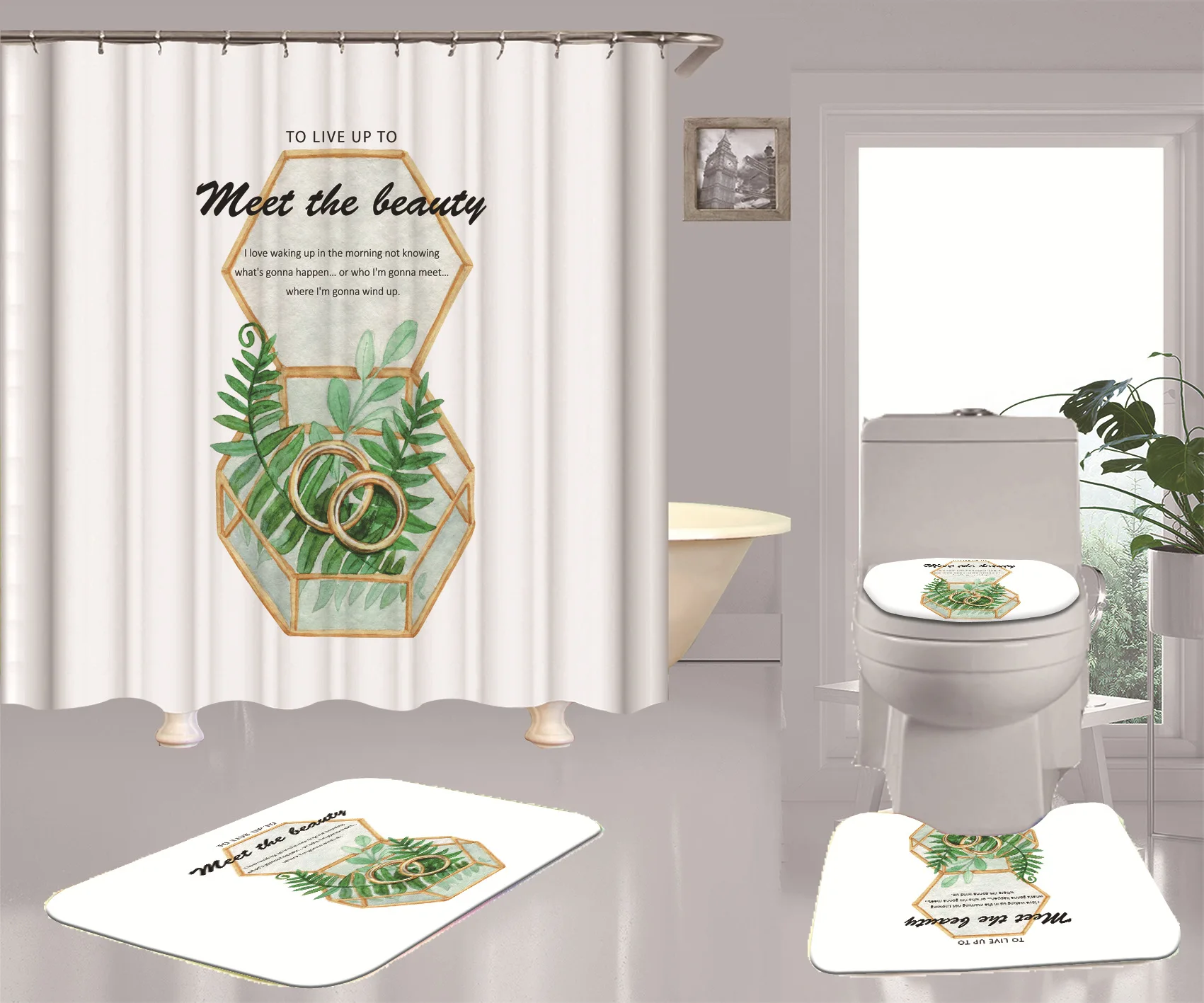 Fashion Green Leaves Shower Curtain Waterproof Bathroom Polyester Fabric Bathroom Curtain Home Decoration Curtain With Hooks
Fashion Green Leaves Shower Curtain Waterproof Bathroom Polyester Fabric Bathroom Curtain Home Decoration Curtain With Hooks
