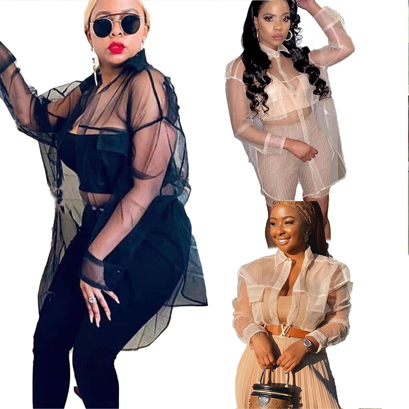 Women Tops Sexy See-through Shirts Fashion Spring Autumn Summer Solid Shirts Organza See Through Blouses Shirt
Women Tops Sexy See-through Shirts Fashion Spring Autumn Summer Solid Shirts Organza See Through Blouses Shirt