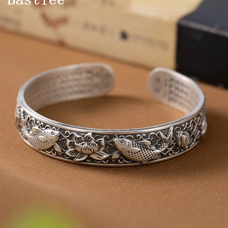 Bastiee The six syllable Mantra 999 silver bangle for women vintage hmong jewelry cuff bracelet Buddhism Prajnaparamita
Bastiee The six syllable Mantra 999 silver bangle for women vintage hmong jewelry cuff bracelet Buddhism Prajnaparamita