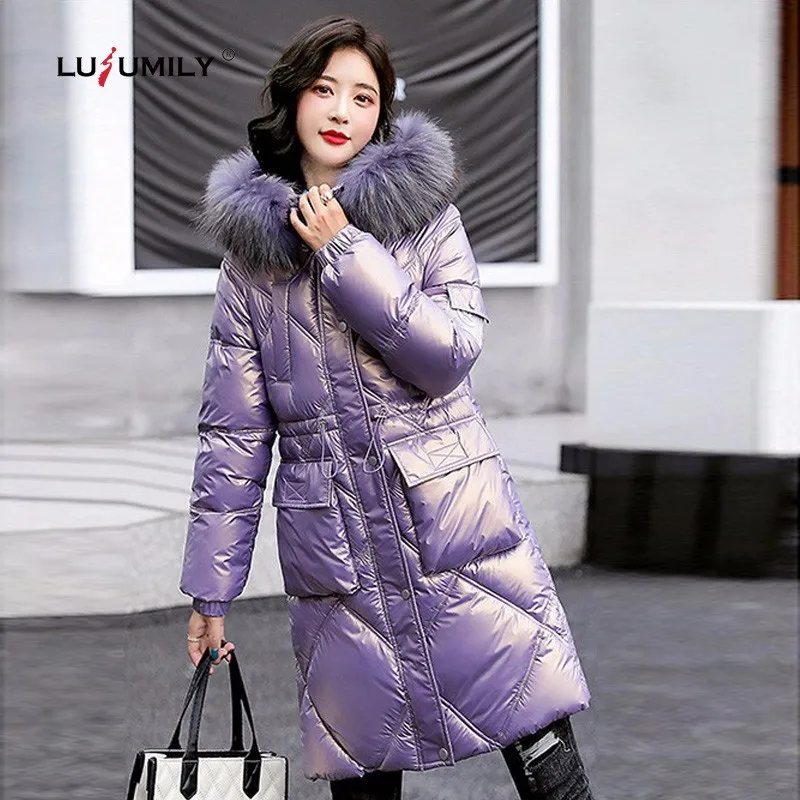 Lusumily Winter Jacket Women Long Cotton Padded Parkas Glossy Down Jacket Hooded With Big Fur Warm Female Cotton Casual Outwear
Lusumily Winter Jacket Women Long Cotton Padded Parkas Glossy Down Jacket Hooded With Big Fur Warm Female Cotton Casual Outwear