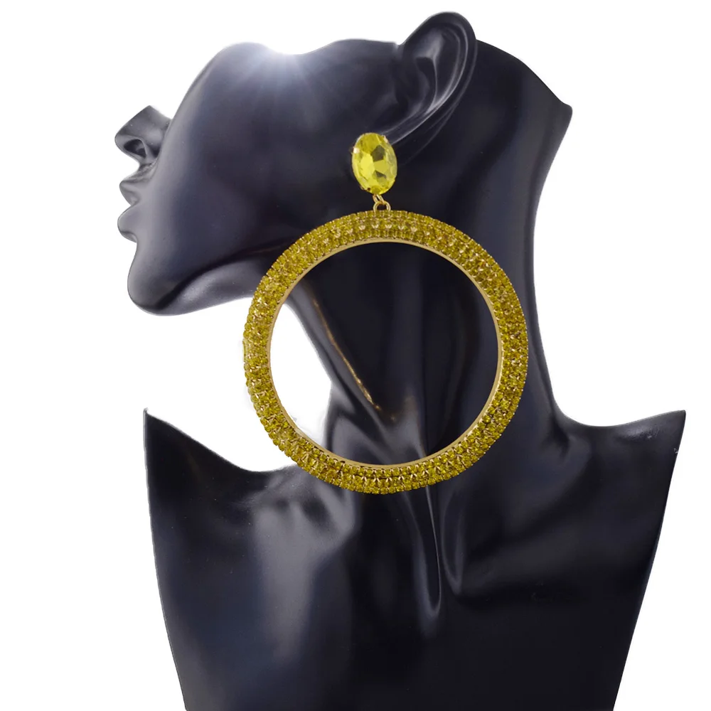 8.7cm New Big Circle Round Hoop Earrings for Women's Fashion Statement Golden rhinestones Charm Earrings Party Jewelry
8.7cm New Big Circle Round Hoop Earrings for Women's Fashion Statement Golden rhinestones Charm Earrings Party Jewelry