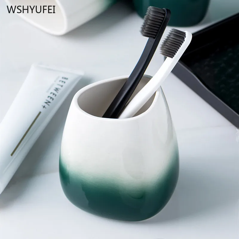 WSHYUFE Nordic Gradient green bathroom Kit simple ceramic toothbrush holder lotion bottle soap box Home fashion wash set
WSHYUFE Nordic Gradient green bathroom Kit simple ceramic toothbrush holder lotion bottle soap box Home fashion wash set