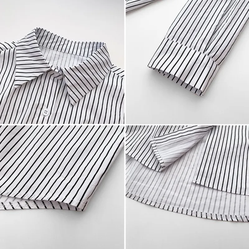 Simple Casual Lapel Shirt Women Striped Mid-length Blouse Loose Joker Cotton Shirts 2020 New
Simple Casual Lapel Shirt Women Striped Mid-length Blouse Loose Joker Cotton Shirts 2020 New