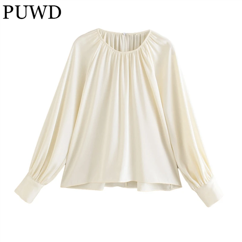 PUWD Casual Women Folds Long Sleeve Satin Shirts 2021 Fashion Ladies O Neck Solid Loose Streetwear Shirt Girls Chic Blusa
PUWD Casual Women Folds Long Sleeve Satin Shirts 2021 Fashion Ladies O Neck Solid Loose Streetwear Shirt Girls Chic Blusa