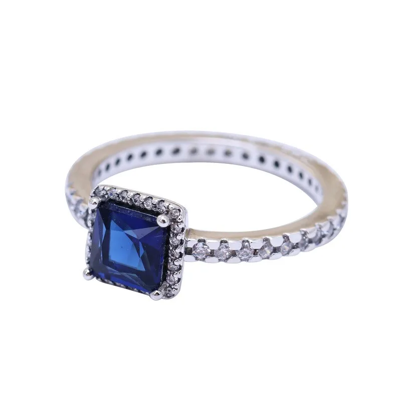 Original 925 Sterling Silver Pan Ring Blue Square With Large Crystal Cz Pan Ring For Women Wedding Party Gift Fashion Jewelry 
Original 925 Sterling Silver Pan Ring Blue Square With Large Crystal Cz Pan Ring For Women Wedding Party Gift Fashion Jewelry