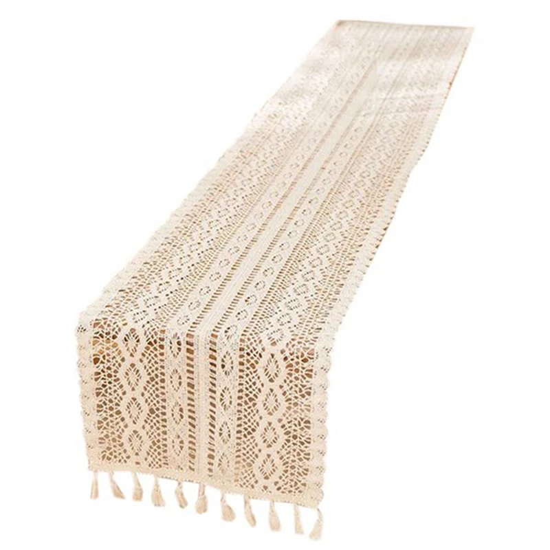 Elegant Cream Crochet Lace Macrame Table Runner with Tassels for Rustic Chic Wedding Reception Table Decoration
Elegant Cream Crochet Lace Macrame Table Runner with Tassels for Rustic Chic Wedding Reception Table Decoration