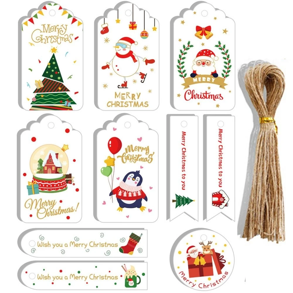 50Pcs/set Merry Christmas Kraft Paper Tags DIY Handmade Gift Wrapping Paper Labels Santa Claus Hang Tag With Rope Wedding Favors
50Pcs/set Merry Christmas Kraft Paper Tags DIY Handmade Gift Wrapping Paper Labels Santa Claus Hang Tag With Rope Wedding Favors