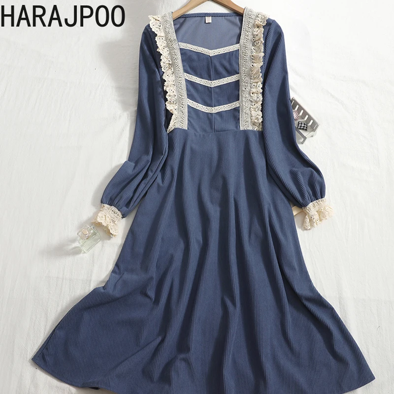 Harajpoo Clothes Female Y2k Stitching Wood Ears Contrast Color Square Neck 2021 Fall Winter Corduroy Women Mid-Calf Dresses
Harajpoo Clothes Female Y2k Stitching Wood Ears Contrast Color Square Neck 2021 Fall Winter Corduroy Women Mid-Calf Dresses